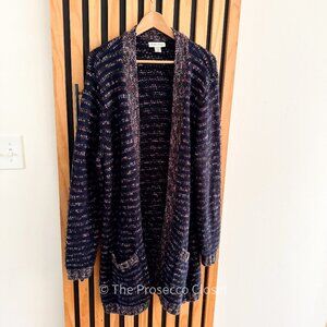 Christopher & Banks Oversized Blue and Purple Knit Cardigan (XL)